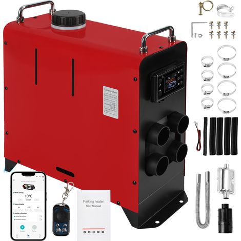TolleTour Riscaldatore diesel ad aria, 8 kW, 12/24 V, Bluetooth, LCD e telecomando, 4 uscite aria, verticale, serbatoio 5 L, tutto in uno (1/5)