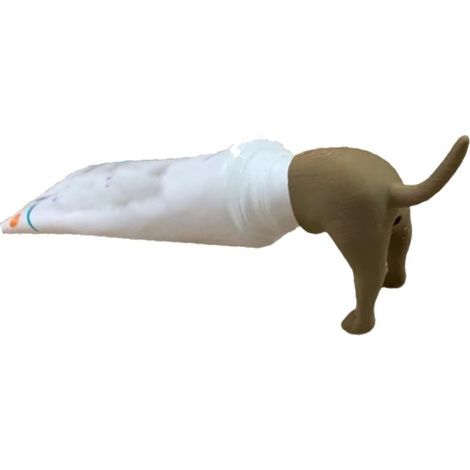 Zahnpastatube mit Hundehintern-Aufdruck, universell, lustig, braun. (1/5)