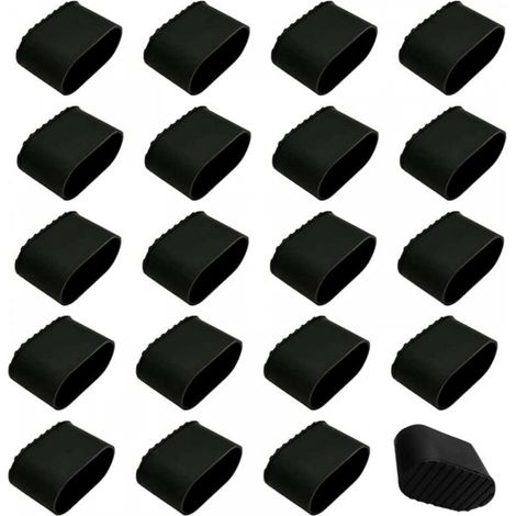 Couvre-pieds de chaise en plastique 20 pièces Protections de pieds de chaise Housses de chaise antidérapantes Housses de chaise antibruit (noir) (1/5)