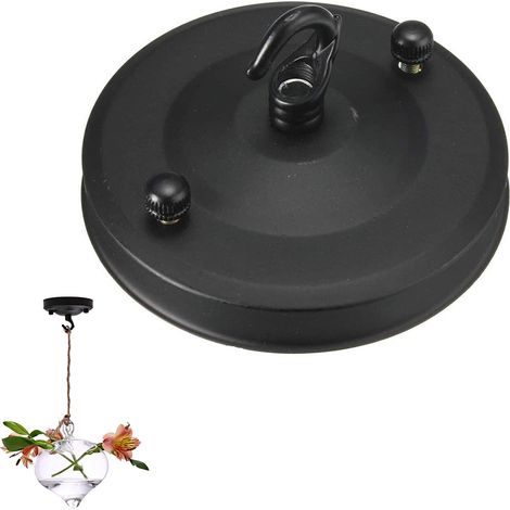Kit de rosace en acier pour suspension, plaque de plafond vintage avec crochet, kit de rosace rétro pour suspension avec toute la quincaillerie de montage. (1/5)