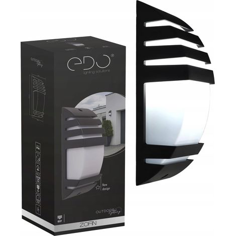 Applique murale d'extérieur E27 aluminium noir IP54 diffuseur blanc ZOFIN - EDO Garden Line (1/5)
