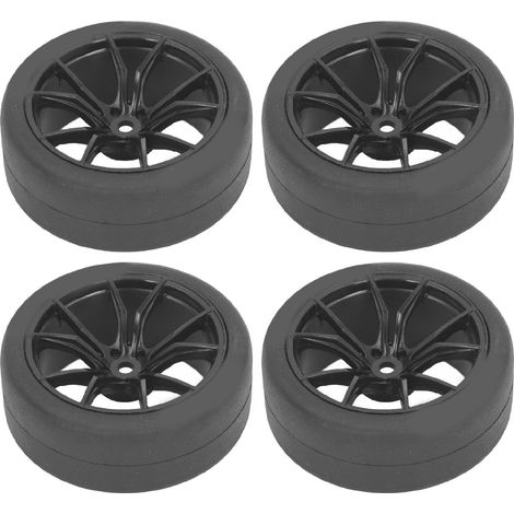Lot de 4 pneus RC à amortissement renforcé, compatibles avec les voitures télécommandées TAMIYA TT01, TT02, XV01, XV02, HSP 94123 et 94122 à l'échelle 1/10 (noirs).