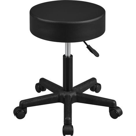 Homevive Taburete Giratorio de Bar Silla de Trabajo de Polipiel con Altura Ajustable para Hogar Oficina Centro de Belleza, Negro