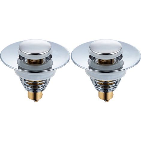 Set di 2 tappi universali a pulsante per vasca, cucina e lavabo (foro di scarico 32-42 mm)