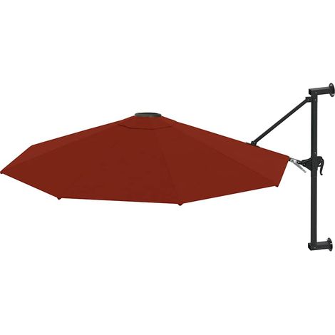 Parasol mural avec mât en métal 300 cm Terre cuite