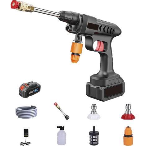 Nettoyeur Haute Pression sans Fil, 1600W Nettoyeur Haute Pression à Batterie, Pistolet à Eau pour Lavage De Voiture (1/5)