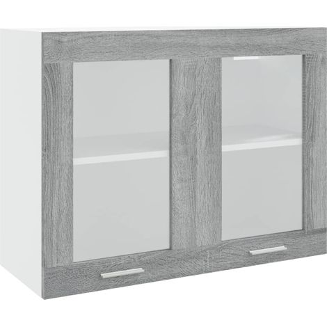 Vitrina colgante "Lyon" gris Sonoma 80x31x60 cm madera de ingeniería vidaXL
