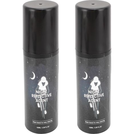 Lot de 2 bombes de peinture réfléchissante blanche phosphorescente de 100 ml, longue durée, pour vêtements, vélo et conduite nocturne. (1/5)