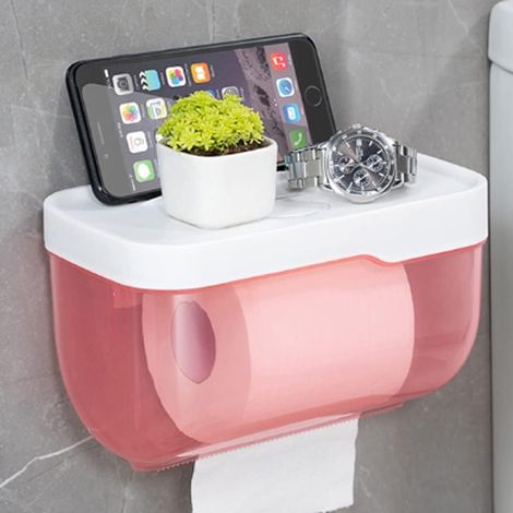 Towel Holder Toilet Paper Wall Mounted Plastic WC with Shelf