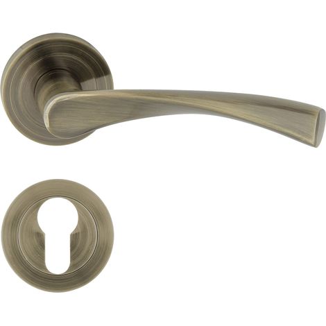 DOMINO Poignée de porte ROMANA-R M3 PZ Poignée avec plaque PZ pour cylindre profilé Bronze (1/5)