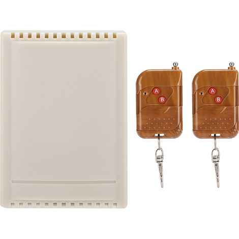 Télérupteur sans fil AC85-250V 2 canaux récepteur avec 2 émetteurs bois kit (1/5)