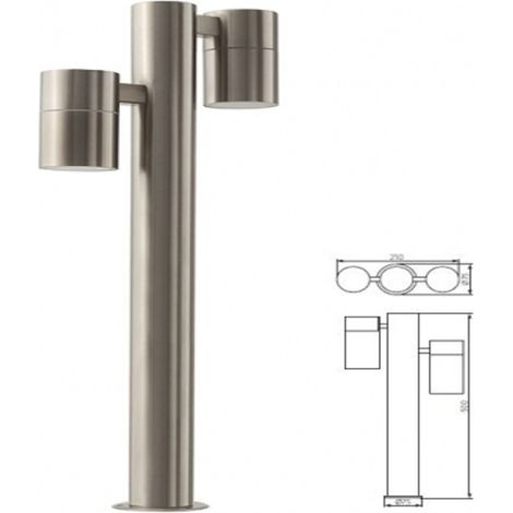 TrAdE Shop Traesio - Piantana Lampione Da Giardino 2 Lampade Agara 35w Gu10 Led Luci Vialetto Ip44 -