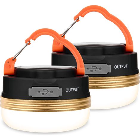 Lampes de Camping LED USB Rechargeables, Lumière Tente avec Base Magnétique Tente D'extérieur Portable SOS Light 4 Modes avec Crochet IP43 Étanche pour Randonnée,Pêche,Urgence (2PCS) (1/5)