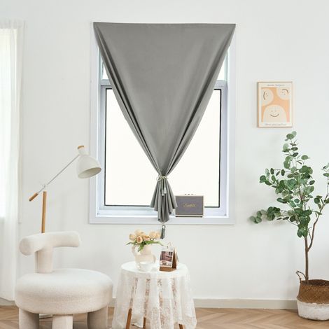 1 rideau occultant, rideau mi-long, rideau simple, rideau autocollant, rideau pare-soleil, rideau pour salon/chambre (gris, 120 x 150 cm) -