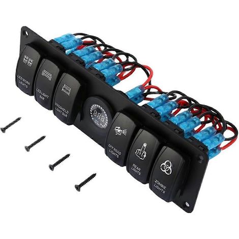 Compatible avec interrupteur à bascule 12 V à 6 positions, disjoncteur, voltmètre LED, panneau de commande LED pour véhicules de loisirs, automobiles et bateaux (1/5)