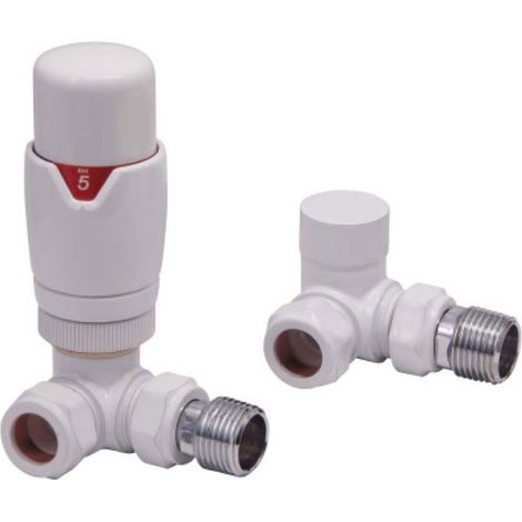 Orbit Designer Thermostatic Corner Radiator Valves Pair - White