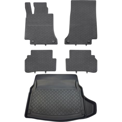 Juego de alfombrillas de goma para coche y alfombrilla para maletero para Mercedes Clase C W205 Sedán desde marzo de 2014.