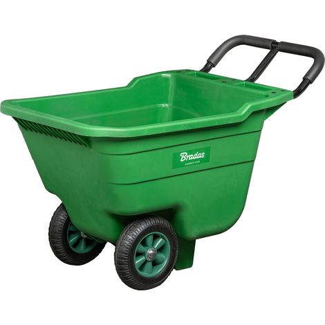 Kunststoff-Bauschubkarre 90L HANDY-GO 2 pannensichere Räder Stahlgriff Garten-Schubkarre leicht und robust Schiebkarre 150kg Grün Gartengerät Transport für Gartenarbeiten TQ-WB090GR (1/3)