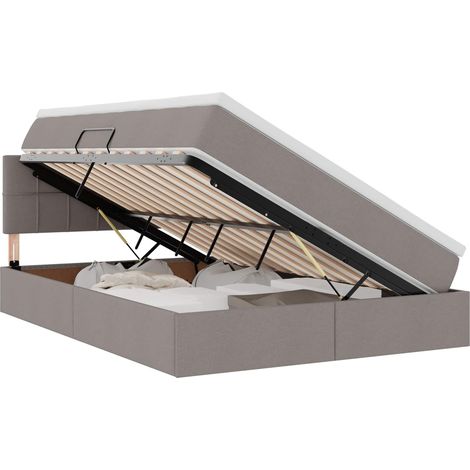 Maison Exclusive - LED-Speicherbett mit Matratze Taupe 140 x 200