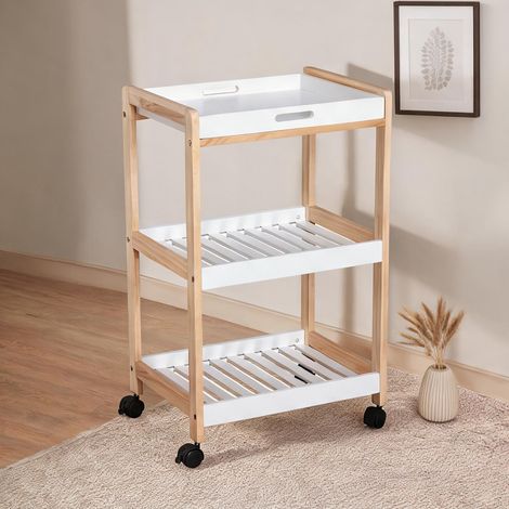 Desserte de cuisine blanc en bois 46 x 35 x 745 cm (1/5)