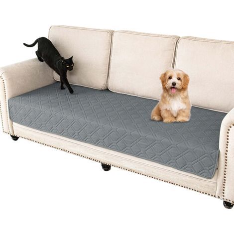 Copridivano antiscivolo per animali domestici, lavabile, leggero e resistente, grigio, 76x180 cm, con retro in gomma. (1/5)