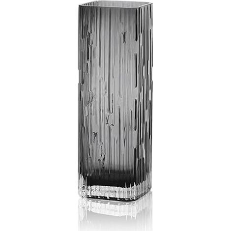 Vase carré Moderne Minimaliste en Verre, Vase en Verre Cristal, Vase Sec, Vase Sec (Gris) (1/5)