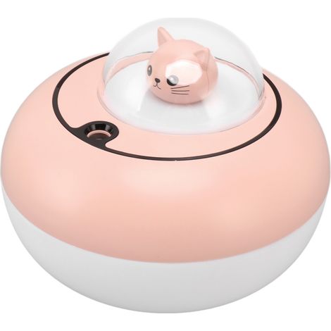 Mini-Luftbefeuchter in Form einer niedlichen Katze, tragbar und geräuschlos, für Zuhause oder Büro, mit rosa USB-Stecker. (1/5)