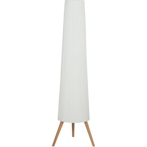 Lampadaire LED pour salon, à intensité variable, en bois avec pied trépied, interrupteur au pied, 46 x 46 x 153 cm, blanc