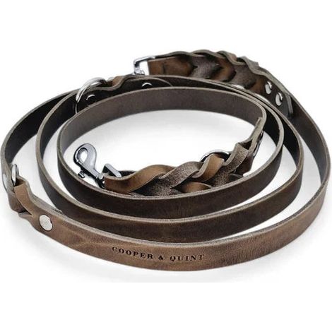 Laisse Réglable en Cuir pour Chien Multi-Position 220 cm Twisted Switch Stone - PANGIVO