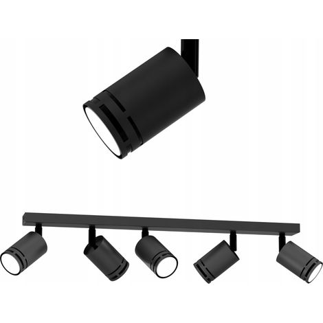 Schwarze Deckenleuchte, beweglich, LED-GU10-Spot, verstellbarer Strahler (1/5)