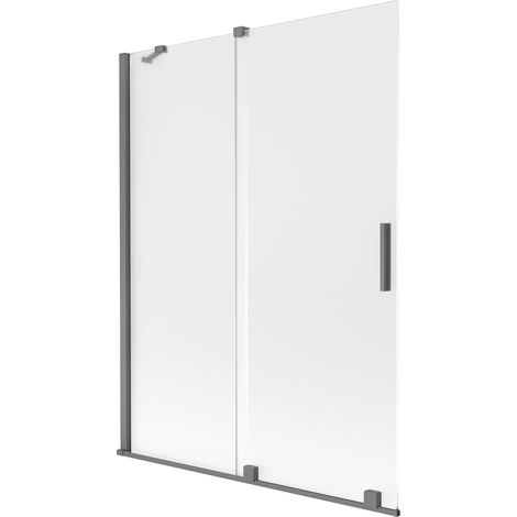 Mexen Velar Duschwand 2-flügelig, verschiebbar 130 x 150 cm, Frost, Gun Metal - 896-130-000-31-95 (1/2)