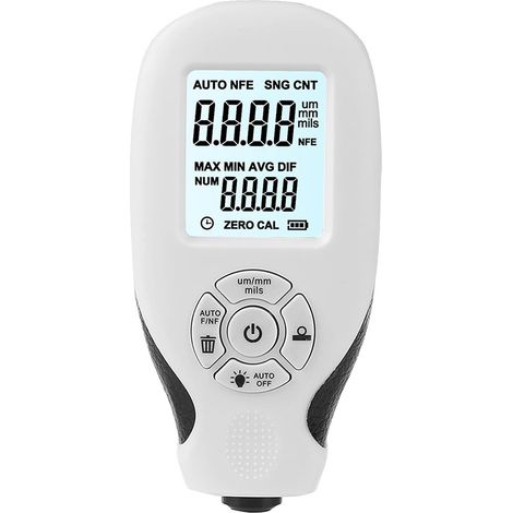 Medidor de espesor de pintura para automóviles, portátil, retroiluminado, digital LCD, con hojas de calibración para metales base de acero y aluminio (negro). (1/5)