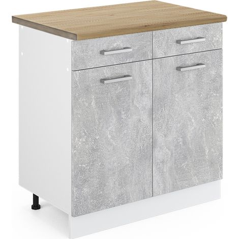 Mueble bajo de cocina R-Line, Hormigón, 80 cm , ET Roble, Vicco (1/5)