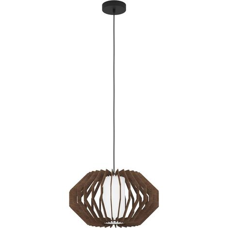 Lampe suspendue Rusticaria Bois, brun en verre, blanc E27 1x40w H: 110cm Ø45 cm Dimmable (1/5)