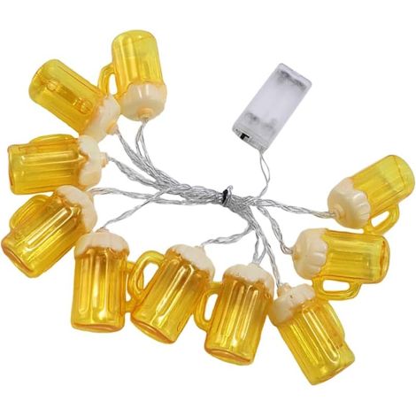 Lumières À Cordes De Bière 2M 10 Led Alimentées Par Piles Décoration Guirlande Lumineuse Intérieur Extérieur Fête Bar Terrasse Jardin Thème Bière