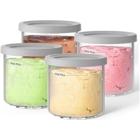 Lot de 4 pots à crème et couvercles pour distributeurs de crème Ninja NC299, NC300 et NC301, sans BPA, compatibles lave-vaisselle, gris (1/5)