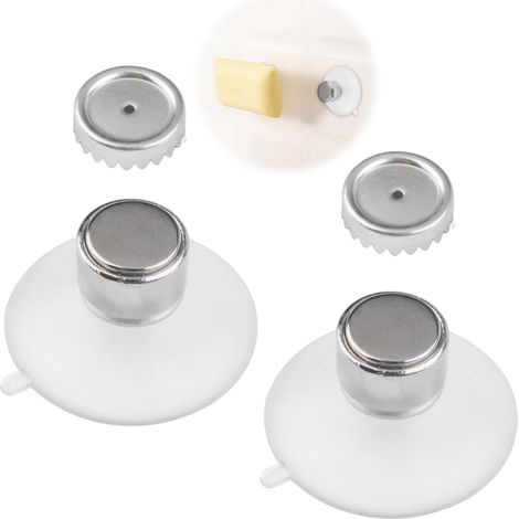 Set of 2 Magnetic Soap Holders, Suction Cup Magnetic Soap Holders, Stainless Steel Magnetic Soap Holders for Shower, Sink, Bathroom and Kitchen (1/5)