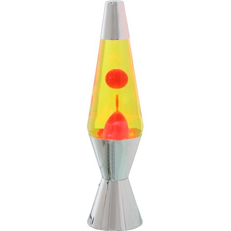 Lampe Lave Métal Liquide Paillettes Rose/Jaune +Ampoule Re°9X37 Cm Noir Câble : 150 Cm (1/4)