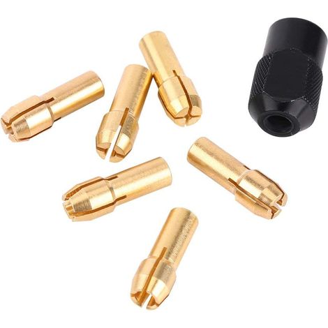 6Pcs 1mm-3.2mm Mandrins Pinces Fixation Serrage avec 1pc Ecrou Noir Tournevis pour Perceuse Foret.