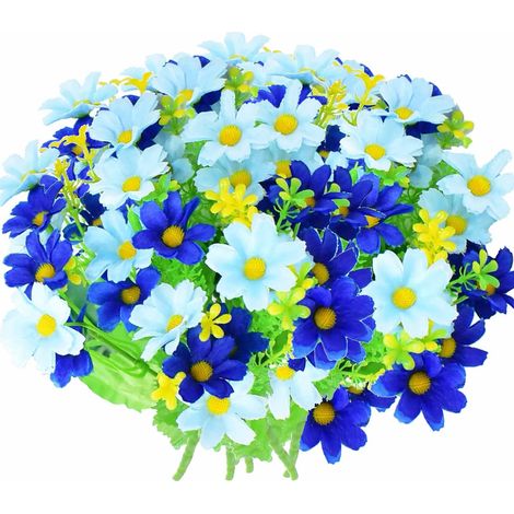 Lot de 6 bouquets de fleurs artificielles d'extérieur résistantes aux UV, fausses fleurs en plastique qui ne se décolorent pas, décoration pour jardin, porche, jardinière, fleurs artificielles d'extér (1/5)