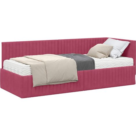 Corner Bed Frame with Mattress 2 pcs Green Velvet vidaXL