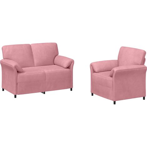 Juego de Sofá 2 uds. Rosa Terciopelo vidaXL (1/5)