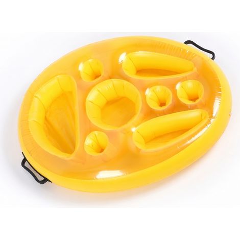 Flotteur de piscine avec porte-gobelets jaune