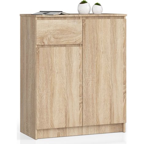 Kommode AKORD K80 Sonoma-Eiche 80 cm 2 Türen Schublade 4 Ebenen B80 x H99 x T40 cm (1/5)