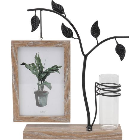 Cadre Photo Hydroponique en Fer Forgé 6 Pouces Cadre Double Face en Verre Décoration Maison et Bureau Support Photo Décoratif pour Mariage et Fête Style Feuille A Couleur (1/5)