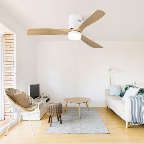Ventilatore da soffitto Ø132 cm con luce LED 18 W, motore DC reversibile, 6 velocita, silenzioso 35 dB, 3 pale in legno massello (1/5)