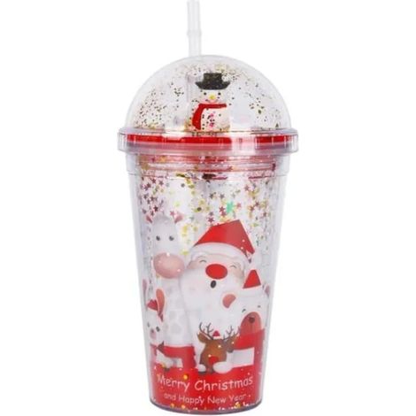 Gobelet eau - Nol - 450ml - Plastique - Double paroi - Avec couvercle et paille rouge rouge VERRE A EAU AVEC OU SANS PIED (1/4)