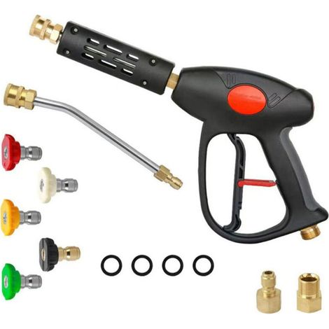 Pistolet à eau multifonction haute pression avec buse de pulvérisation à connexion rapide 1/4" pour le lavage de voiture (1/4)