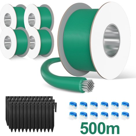 TolleTour Cavo perimetrale da 500 m per robot tosaerba con 1750 picchetti + 60 connettori per cavi per robot tosaerba