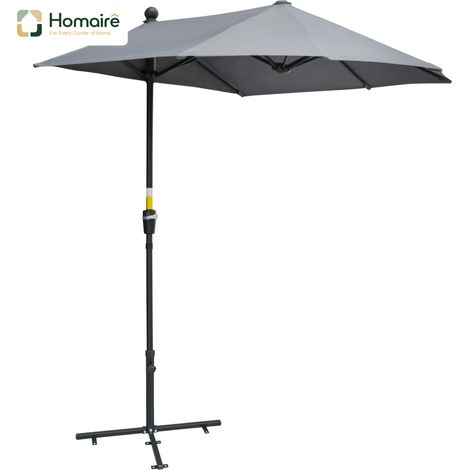 HOMAIRE Sonnenschirm halbrund 2x2m wasserdicht Polyester dunkelgrau pour jardin terrasse balcon